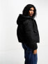 Bershka padded hooded jacket in black