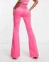 Фото #4 товара Extro & Vert Tall highwaist flare trousers in hot pink co-ord