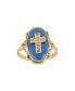 Фото #1 товара Кольцо Symbols of Faith Gold-Tone Cross Blue Enamel Oval.