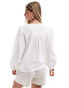 Nobody's Child Bernadetta long sleeve tie-detail blouse in white weiß, 42 - фото #5