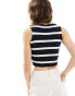 Stradivarius knitted waistcoat in navy stripe Синий, M - фото #4