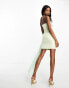 Фото #3 товара Vesper bandeau mini dress with drape detail in sage green