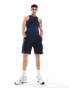 ASOS DESIGN muscle fit rib racer vest in navy