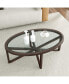 Modern Tempered Glass Coffee Table with Wood Base