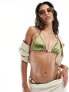 South Beach beaded triangle bikini top in high shine green