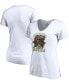 ფოტო #1 პროდუქტის Women's White Milwaukee Bucks 2021 NBA Finals Champions Team Caricature Roster V-Neck T-shirt