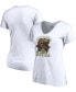 Фото #1 товара Women's White Milwaukee Bucks 2021 NBA Finals Champions Team Caricature Roster V-Neck T-shirt