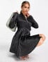 Фото #1 товара TFNC satin wrap mini dress in black