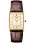 ფოტო #1 პროდუქტის Men's Essentials Brown Leather Strap Watch 29mm