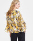 Фото #2 товара Women's Floral-Print Ruffle-Sleeve Blouse