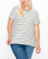 ფოტო #1 პროდუქტის Plus Size Pointelle Stripe Button Back Top