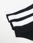 Фото #3 товара ASOS DESIGN Lillie 3 pack cotton brazilian with waistband in black