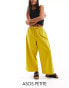 Фото #1 товара ASOS DESIGN Petite pull on barrel leg trouser with linen in chartreuse