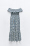 Фото #4 товара Платье off-the-shoulder из ткани с принтом ZARA