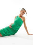 Фото #1 товара AX Paris ruched one shoulder midi dress in green