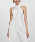 ფოტო #2 პროდუქტის Women's Belted Crossover Collar Jumpsuit