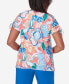 Фото #2 товара Petite Neptune Beach Whimsical Floral Print Tie Sleeve Top