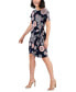 ფოტო #3 პროდუქტის Petite Printed Round-Neck Short-Sleeve Dress