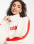 Фото #3 товара adidas Originals 'ski chic' retro high neck sweatshirt in oatmeal and red