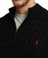 Men's Big & Tall Cable-Knit Cotton Quarter-Zip Sweater