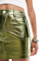 Amy Lynn Milena Lupe Y2k mini skirt in khaki chrome