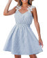 ფოტო #1 პროდუქტის Women's Blue Pinstripe Sleeveless Smocked Waist Mini Beach Dress