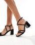 Фото #1 товара SEQWL mid block heel sandals in black snake