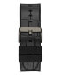 ფოტო #3 პროდუქტის Men's Multi-Function Black and Gunmetal Genuine Leather and Silicone Watch 46mm