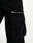 Miss Selfridge baggy twill cargo trouser in black Черный, 34 - фото #3