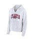 ფოტო #2 პროდუქტის Women's White Atlanta Braves Striped Fundamentals Notch Neck Pullover Hoodie