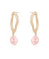 Open Circle 18k Gold Plated and Pink Freshwater Pearl Dangle Earrings