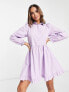 Фото #1 товара Miss Selfridge frill hem poplin mini smock dress in lilac