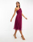 Фото #1 товара Anaya Bridesmaid tulle one shoulder midi dress in berry