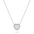 Sparkling Silver Heart Necklace with Opal NCL134W