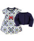 ფოტო #2 პროდუქტის Baby Girls Baby Organic Cotton Dress and Cardigan 2pc Set, Pottery Tile
