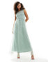 Фото #3 товара Vila Bridesmaid lace and tulle maxi dress in sage green