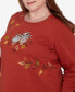 Фото #2 товара Plus Size Classic Nuzzling Owls Ruched Sleeves Top