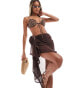 Фото #1 товара Urban Threads mesh wrap midi beach skirt in brown