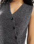 ASOS DESIGN knitted waistcoat with asymmetric button front in charcoal