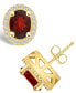 ფოტო #1 პროდუქტის Garnet (3 ct. t.w.) and Diamond (3/8 ct. t.w.) Halo Stud Earrings in 14K Yellow Gold