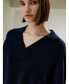 ფოტო #3 პროდუქტის V-Neck Relaxed Fit Wool Cashmere Blend Sweater for Women