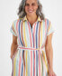 Фото #3 товара Petite Striped Cotton Camp Shirt Dress, Created for Macy's
