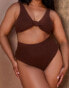 Moda Minx Curve X Bernadette Afia scrunch high waist bikini bottom in coffee