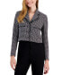 Фото #1 товара Women's Faux-Leather-Trimmed Cropped Jacket, Created for Macy's