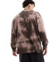 COLLUSION Long sleeve skater fit t-shirt with print and brown tie dye