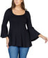 Women's Bell Sleeve Flared Tunic Top Черный, Small - фото #1