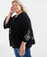 Фото #3 товара Plus Size Embroidered Pintuck Blouse, Created for Macy's