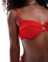 South Beach crinkle underwire bikini top in red