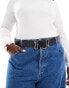 ASOS DESIGN Curve waist and hip jeans belt with silver snake buckle in black