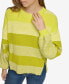 Фото #5 товара Women's Striped Side-Zip Blouson-Sleeve Sweater